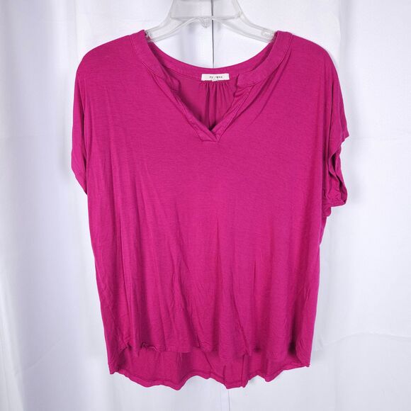 Anthropologie Pleione Womens Small Purple Cap Sleeve V-Neck Blouse Made in USA - Picture 1 of 7